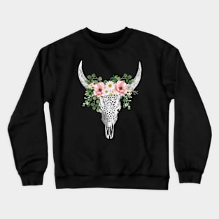 Cow skull floral 2 Crewneck Sweatshirt